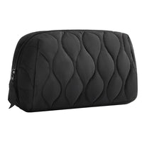 Travel Makeup Bag Puffy Padded Cosmetic Organizer Case Wide Opening Toiletry Pouch Black
