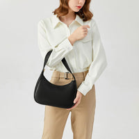 Women Shoulder Bag Elegant Feminine Mini Handbags with Zipper Closure Black