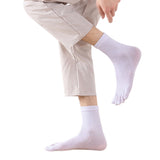 5 Pairs of Mens Breathable Five Toe Socks White