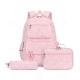 3 PCS Girls School Backpack Set with Lunch Bag Pencil Case Pink