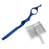Hair thinning Razor Hairdressing Thinning Shaper Comb Styling Razor / 10 Blades Blue