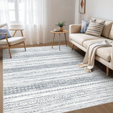 Bohemian Rug Soft Machine Washable for Bedroom Under Dining Table Home Office Blue
