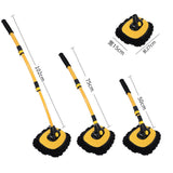 3 Section Car Wash Brush Telescopic with 15 Degree Bent Handle Yellow