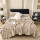Soft Fleece Bubble Blanket for Sofa Bed Home Decor Khaki