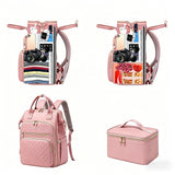2-in-1 Laptop Backpack with Insulated Lunch Bag Work Backpack for 15.6 Inch Laptop Pink