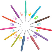 Multicolor Knitting Hook Set with Ergonomic Handles Yarn Craft Kit with Storage Bag
