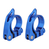 2PCS Bicycle Seat Clamp Alloy Quick Release Road Post MTB Bike Saddle Blue