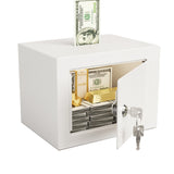 Small Secure Box with Key Lock for Cash Jewelry White
