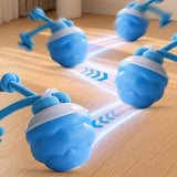 3-Mode Pet Interactive Toys Squeaky Auto Rolling Ball Dog Toy Blue