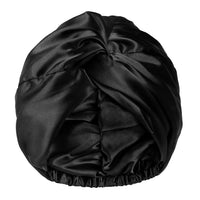 100% Silk Bonnet Sleep Cap for Women Hair Care Adjustable Knotted Turban Hat Black