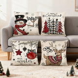 Set of 4 Christmas Pillow Covers Decorative Throw Covers for Sofa Home Decor Style 2