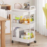 3 Tier Rolling Utility Cart Organizer with Removable Drawer for Bathroom Kitchen White