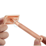 Matte Double Edge Safety Razor Manual with 10 Blades for Men Shaving Rose Gold