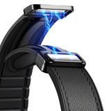 20mm Magnetized Leather Watch Band – Genuine Leather Strap for Samsung Huawei Xiaomi Black