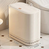 Adsorption Trash Can Large Capacity with Lid for Home Bathroom Kitchen Beige