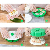 6-Hole Onigiri Mold Triangle Rice Ball Mold Bento Press Maker Mold with Lid Kitchen Tool Green
