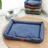 Square Cat Dog Pet Bed Oxford Fabric Raised Edge for Sofa Use Navy Blue