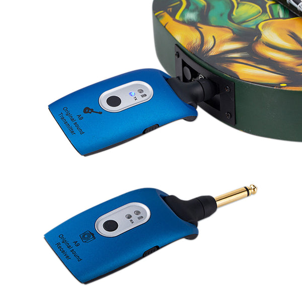 2.4Ghz Wireless A9 Guitar Transmitter Receiver Rechargeable Audio for Electric Guitar Blue