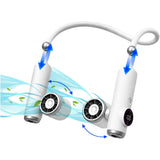 Easy Attached Detachable Fan Neck Handheld Dual 2000mAh Battery White