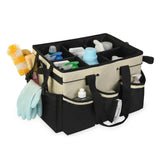 Multiuse Cleaning Caddy Wearable 9-Pocket Housekeeping Tote Bag with Adjustable Shoulder Strap White