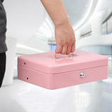 Locking Cash Box with Lock Money Box with Cash Tray Secure Box Pink