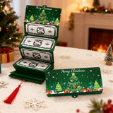 10-Slot Foldable Christmas Red Envelope Holder with Gold Foil Stamping – Holiday Money Gift Envelope Organizer Green