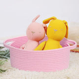 Gift Basket With Bag And Ribbons Woven Storage Basket With Handle - Pink