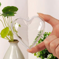 10 Pcs Clear Heart-Shaped Christmas Plastic Baubles DIY Xmas Tree Fillable Decor Ornaments
