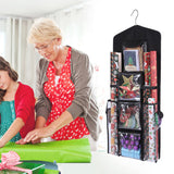 Double Sided Hanging Gift Wrap Organizer Wrapping Paper Bag Storage Black