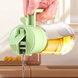 470ml 2-in-1 Oil Sprayer Bottle for Cooking Glass Oil Dispenser Bottle for Kitchen Green