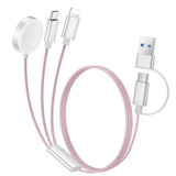 3 in 2 USB C Cable for Apple Watch Multiple Devices Charger iPhone Charger Pink