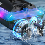 LED Transparent RC Speedboat Dual Motor with 2.4G Remote Control Blue