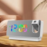 LED Digital Smart Alarm Clock with Time & Temperature Projection LCD Display White