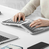 Wireless Keyboard and Mouse Combo 2.4G Full Size Wave Keys  for Windows Desktop Gray-White Gradient