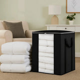 Clothes Storage Foldable Thick Fabric Blanket Storage Bags With Handle Black