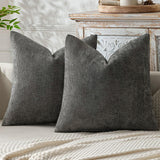 2 Pack Chenille Knit Throw Pillow Covers for Couch Sofa Bed Gray