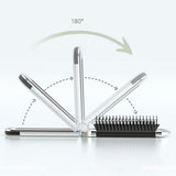 2Pcs Folding Brush with Mirror for Women Girls - Mini Hair Brush Silver Plated