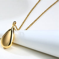 Stainless Steel Teardrop Cremation Pendant – Keepsake Memorial Necklace Gold