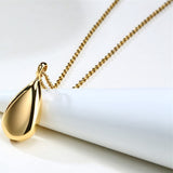Stainless Steel Teardrop Cremation Pendant – Keepsake Memorial Necklace Gold