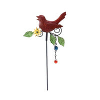 Metal Decorative Birds Stakes Patio Ornaments Garden Yard Lawn Art Decor Red