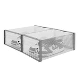 2 Pcs Shoe Storage Boxes Organizers Clear Plastic Stackable for Entryway Closet Gray