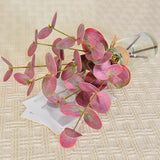 Artificial Eucalyptus Stems in Glass Vase with Faux Water for Home Decor Coffee Table Centerpieces Decorations Red