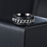 Fidget Spinner Ring for Anxiety Relief Stainless Steel for Adults & Teens Black and Silver