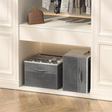 Shoe Organizer for Closet – Foldable Storage Containers with Adjustable Dividers & Transparent Cover Gray