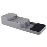Storage Rack Knife Block Organizer Kitchen Cabinet Knives Drawer Holder Tray Gray