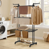 4 Tier Folding Drying Rack with Wheels Clothes Air Drying Rack Black