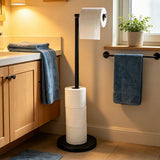 Anti Slip Toilet Paper Holder Stand Stainless Steel Tissue Stand for Bathroom Kitchen Black