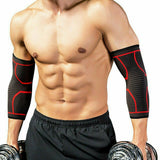 Pair of Elbow Compression Sleeve Elastic Arm Brace Support Wrap for Sports Red