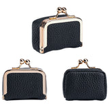 Mini Genuine Leather Jewelry Box Portable Vintage-Inspired Jewelry Case with Kiss Lock for Earring Ring Black