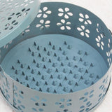 2PCS 14cm Metal Mosquito Coil and Incense Holder with Lid Floral Cutout Design Blue And Black
